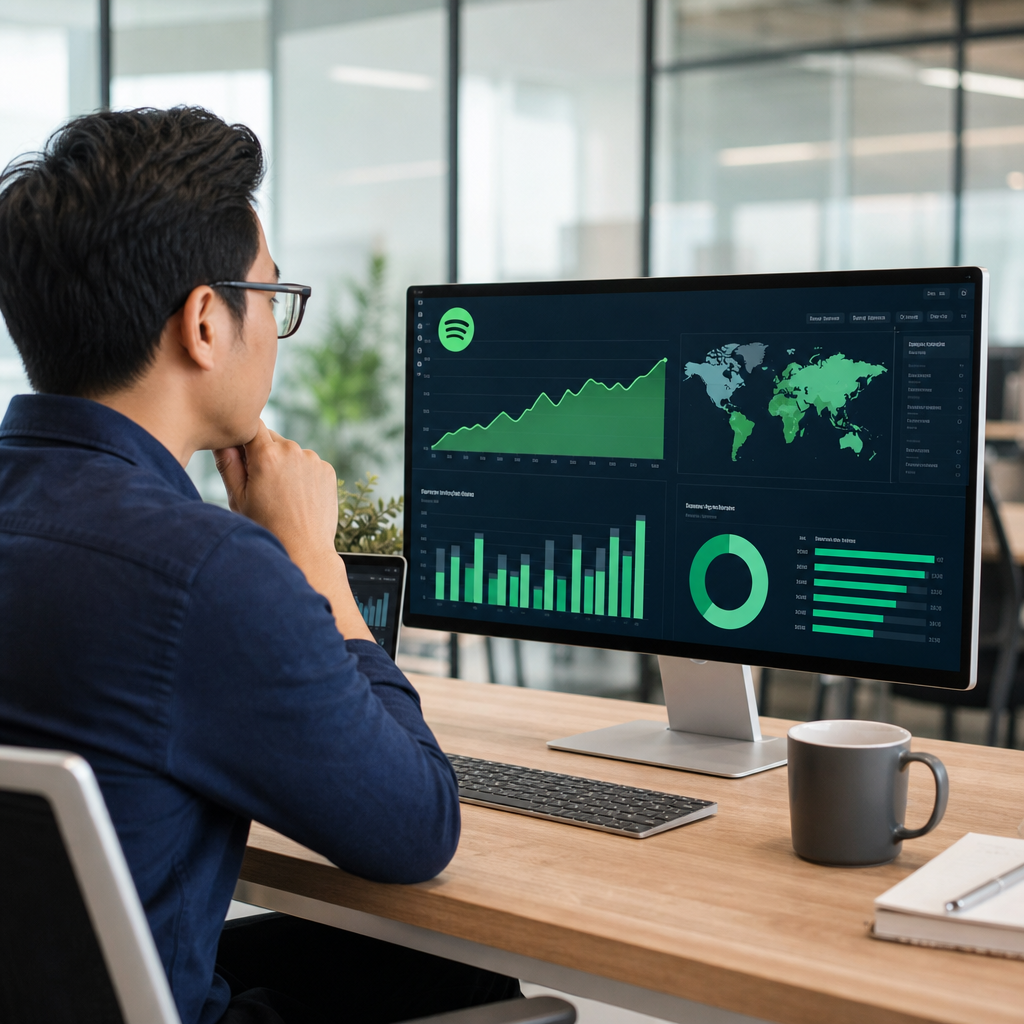 industry benchmarks for Spotify monthly listenners growth